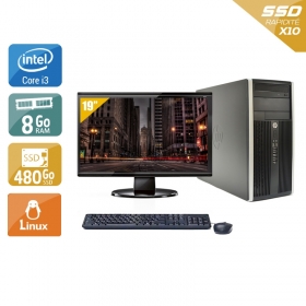 HP Compaq Pro 6200 Tower i3 avec Écran 19 pouces 8Go RAM 480Go SSD Linux