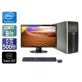 HP Compaq Pro 6200 Tower Pentium G Dual Core avec Écran 19 pouces 8Go RAM 500Go HDD Sans OS