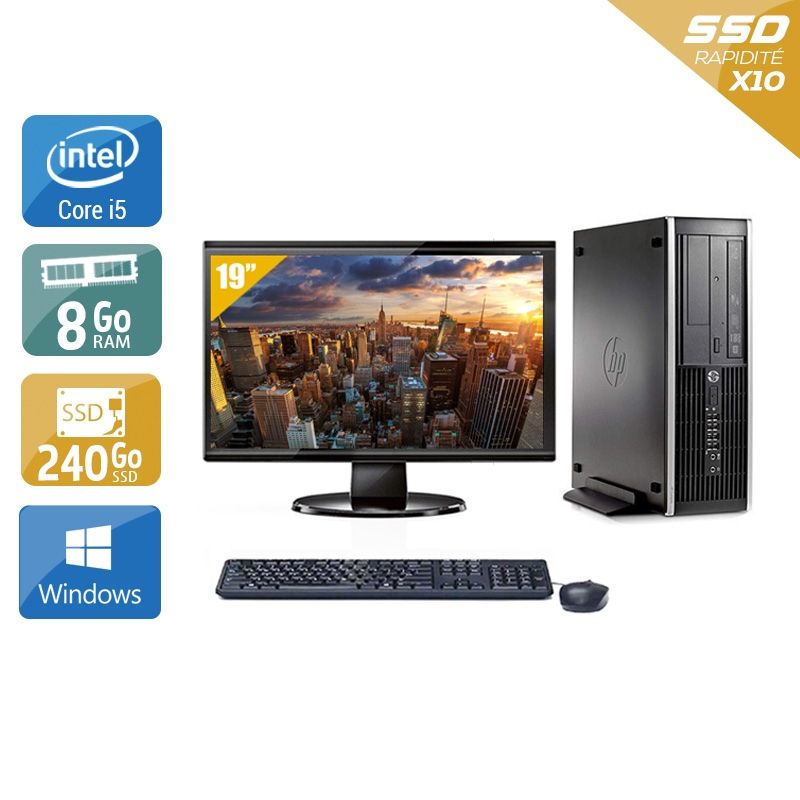 HP Compaq Pro 6200 SFF i5 avec Écran 19 pouces 8Go RAM 240Go SSD Windows 10