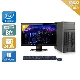 HP Compaq Pro 6000 Tower Dual Core avec Écran 19 pouces 8Go RAM 240Go SSD Windows 10