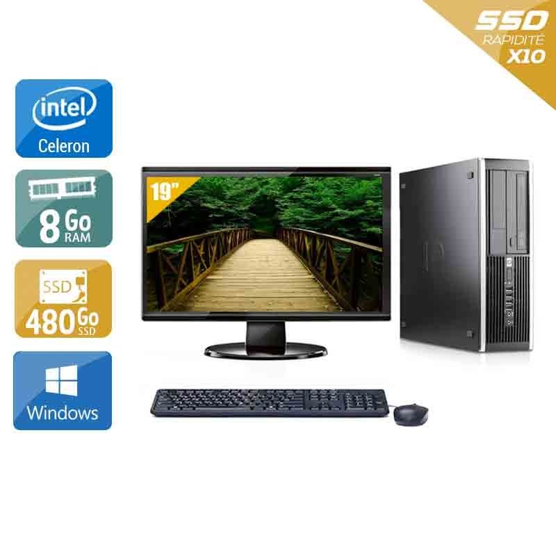 HP Compaq Pro 6000 SFF Celeron Dual Core avec Écran 19 pouces 8Go RAM 480Go SSD Windows 10