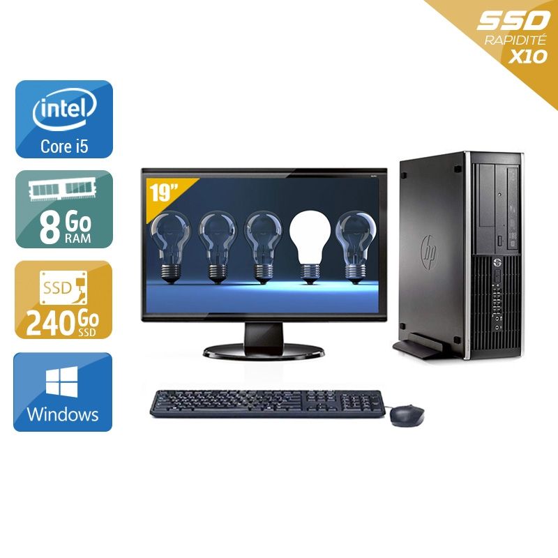 HP Compaq Pro 6300 SFF i5 avec Écran 19 pouces 8Go RAM 240Go SSD Windows 10