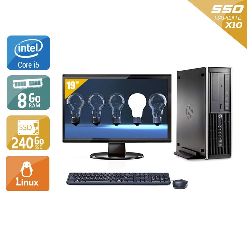 HP Compaq Pro 6300 SFF i5 avec Écran 19 pouces 8Go RAM 240Go SSD Linux