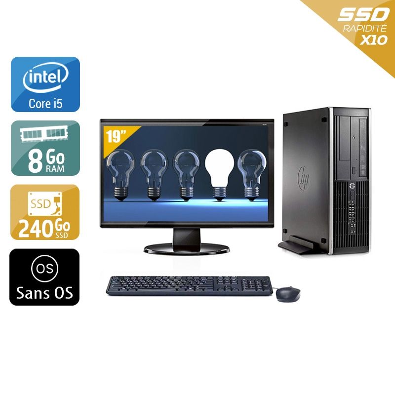 HP Compaq Pro 6300 SFF i5 avec Écran 19 pouces 8Go RAM 240Go SSD Sans OS