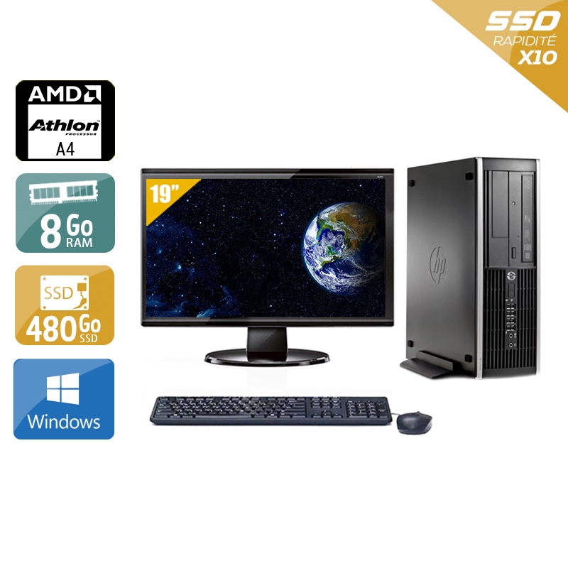 HP Compaq Pro 6305 SFF AMD A4 + Écran - 19'' 8Go RAM 480Go SSD Windows 10  Bon étatOccasion certifiée reconditionnée Bon état -  reconditionné disponible sur Kiatoo