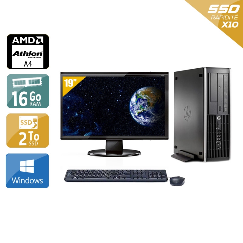 HP Compaq Pro 6305 SFF AMD A4 + Écran - 19'' 16Go RAM 2To SSD Windows 10  Bon étatOccasion certifiée reconditionnée Bon état -  reconditionné disponible sur Kiatoo