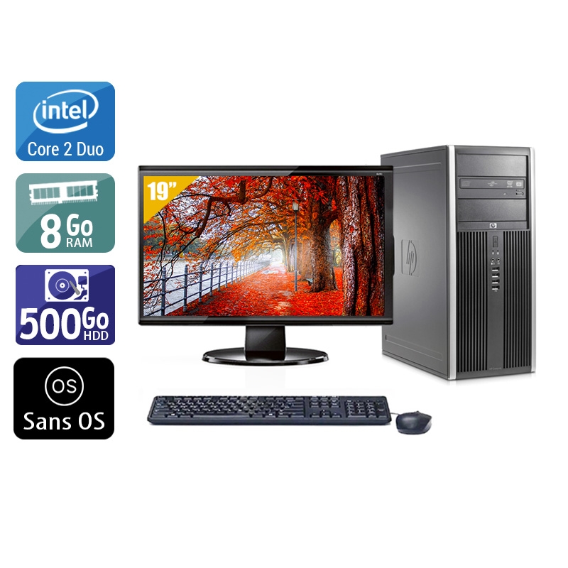 HP Compaq Elite 8000 Tower Core 2 Duo + Écran - 19'' 8Go RAM 500Go HDD Sans OS  Bon étatOccasion certifiée reconditionnée Bon état -  reconditionné disponible sur Kiatoo