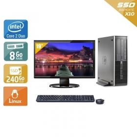 HP Compaq Elite 8000 SFF Core 2 Duo avec Écran 19 pouces 8Go RAM 240Go SSD Linux