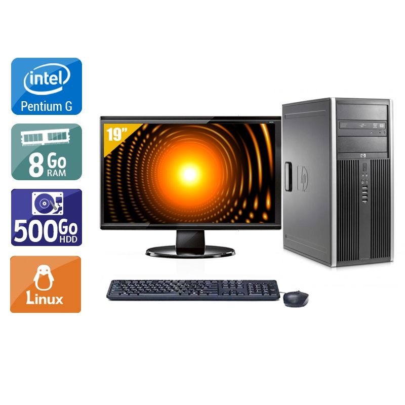 HP Compaq Elite 8100 Tower Pentium G Dual Core avec Écran 19 pouces 8Go RAM 500Go HDD Linux