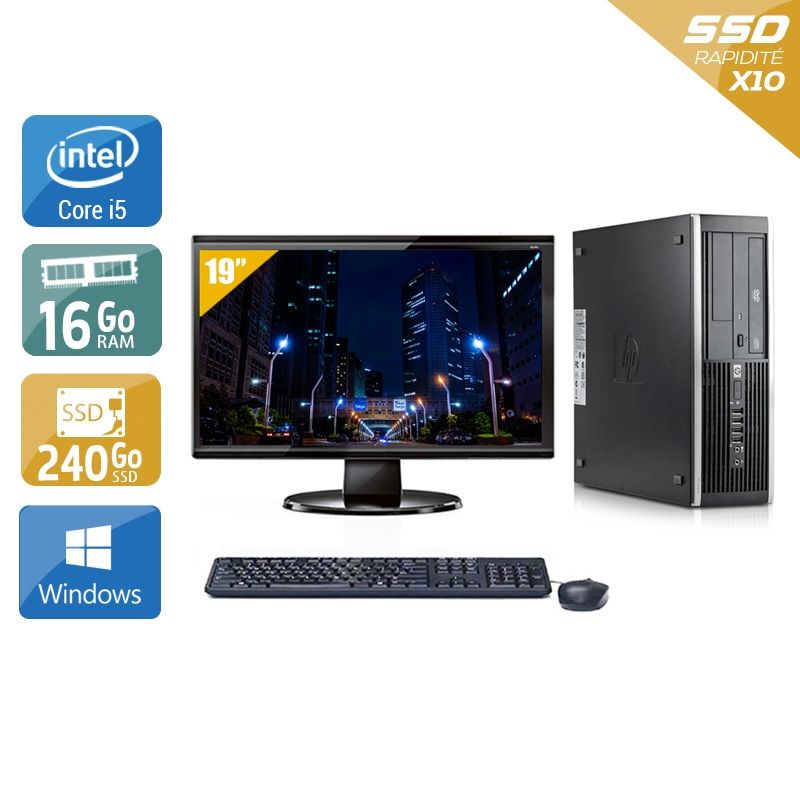 HP Compaq Elite 8100 SFF i5 avec Écran 19 pouces 16Go RAM 240Go SSD Windows 10