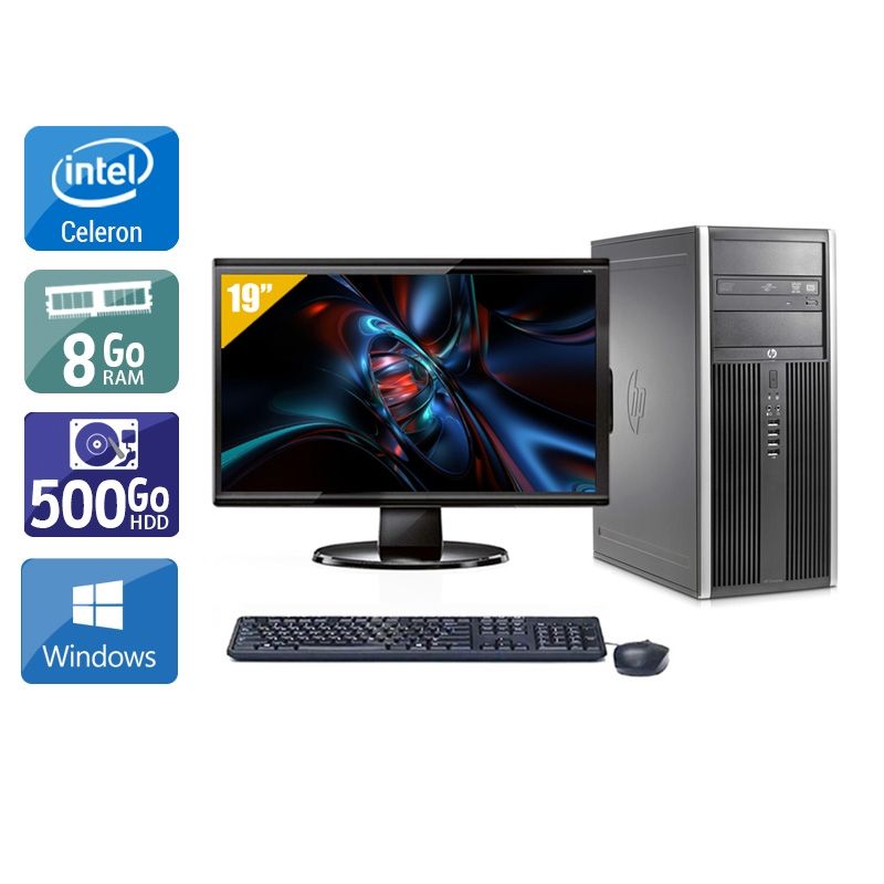 HP Compaq Elite 8200 Tower Celeron Dual Core avec Écran 19 pouces 8Go RAM 500Go HDD Windows 10