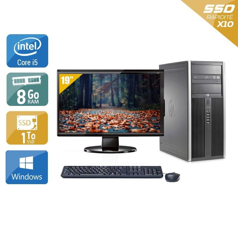 HP Compaq Elite 8200 Tower i5 avec Écran 19 pouces 8Go RAM 1To SSD Windows 10