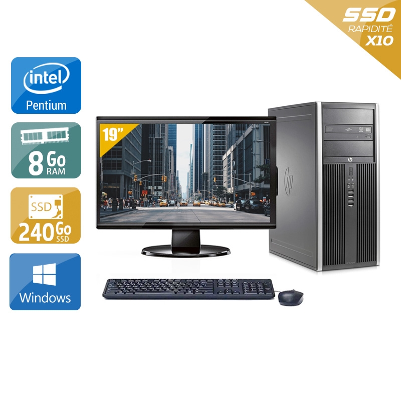 HP Compaq Elite 8200 Tower Pentium G Dual Core + Écran - 19'' 8Go RAM 240Go SSD Windows 10  Bon étatOccasion certifiée reconditionnée Bon état -  reconditionné disponible sur Kiatoo