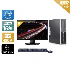 HP Compaq Elite 8200 SFF i5 avec Écran 19 pouces 16Go RAM 480Go SSD Sans OS