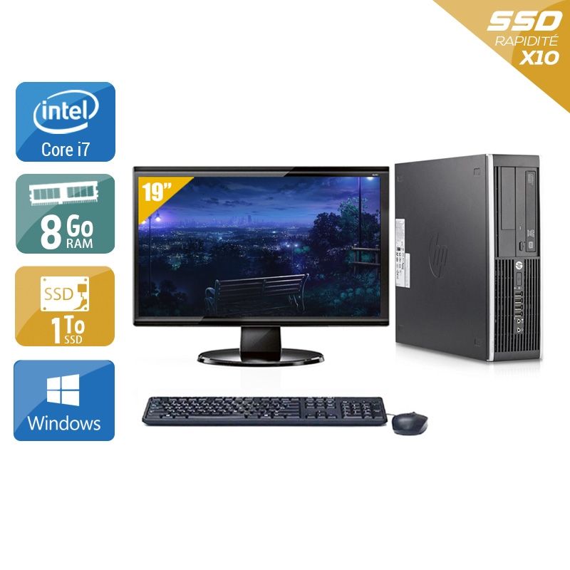 HP Compaq Elite 8200 SFF i7 avec Écran 19 pouces 8Go RAM 1To SSD Windows 10