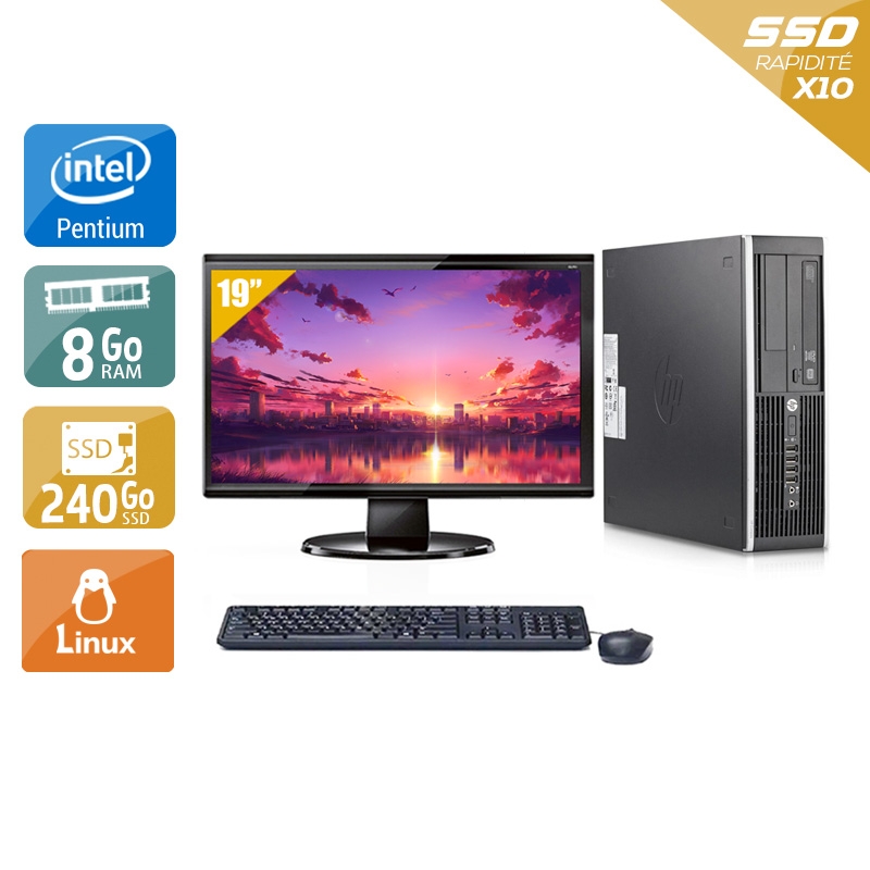 HP Compaq Elite 8200 SFF Pentium G Dual Core + Écran - 19'' 8Go RAM 240Go SSD Linux  Bon étatOccasion certifiée reconditionnée Bon état -  reconditionné disponible sur Kiatoo