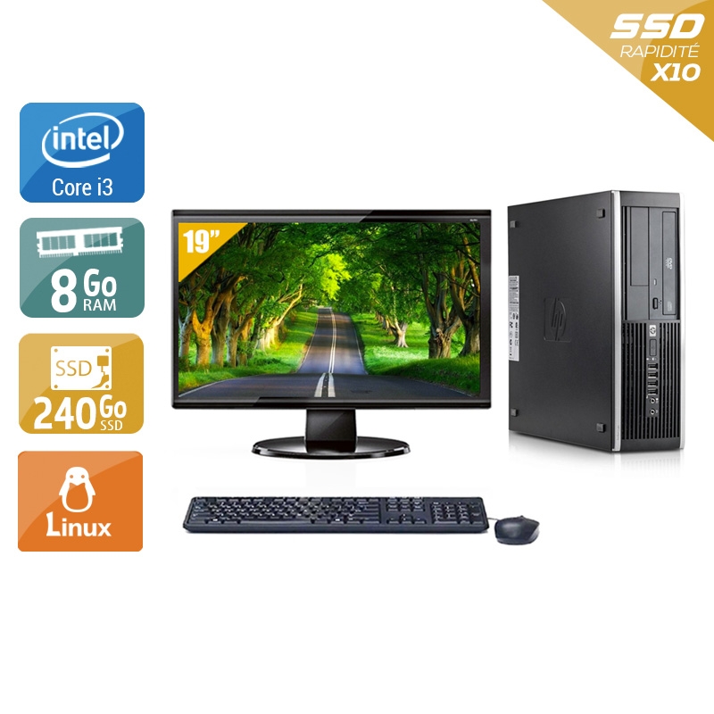HP Compaq Elite 8300 SFF i3 + Écran - 19'' 8Go RAM 240Go SSD Linux  Bon étatOccasion certifiée reconditionnée Bon état -  reconditionné disponible sur Kiatoo