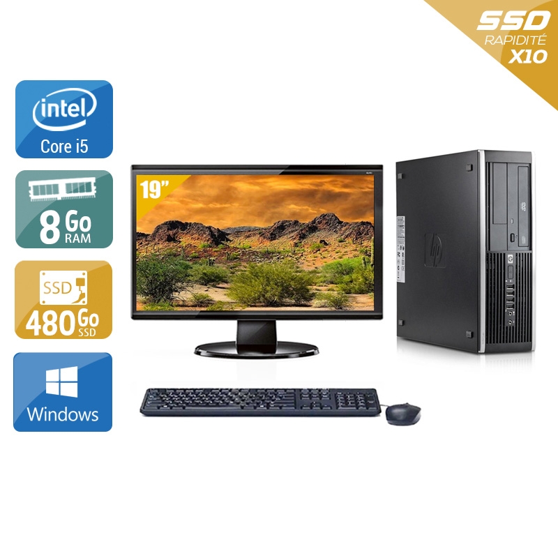 HP Compaq Elite 8300 SFF i5 + Écran - 19'' 8Go RAM 480Go SSD Windows 10  État correctOccasion certifiée reconditionnée Bon état -  reconditionné disponible sur Kiatoo