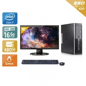 HP Compaq Elite 8300 SFF i7 avec Écran 19 pouces 16Go RAM 480Go SSD Linux