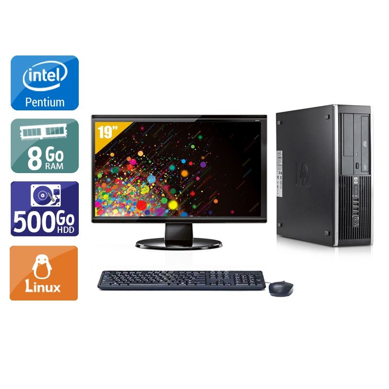 HP Compaq Elite 8300 SFF Pentium G Dual Core avec Écran 19 pouces 8Go RAM 500Go HDD Linux