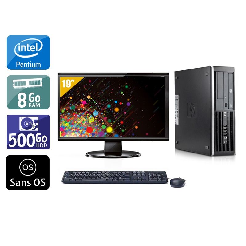 HP Compaq Elite 8300 SFF Pentium G Dual Core avec Écran 19 pouces 8Go RAM 500Go HDD Sans OS