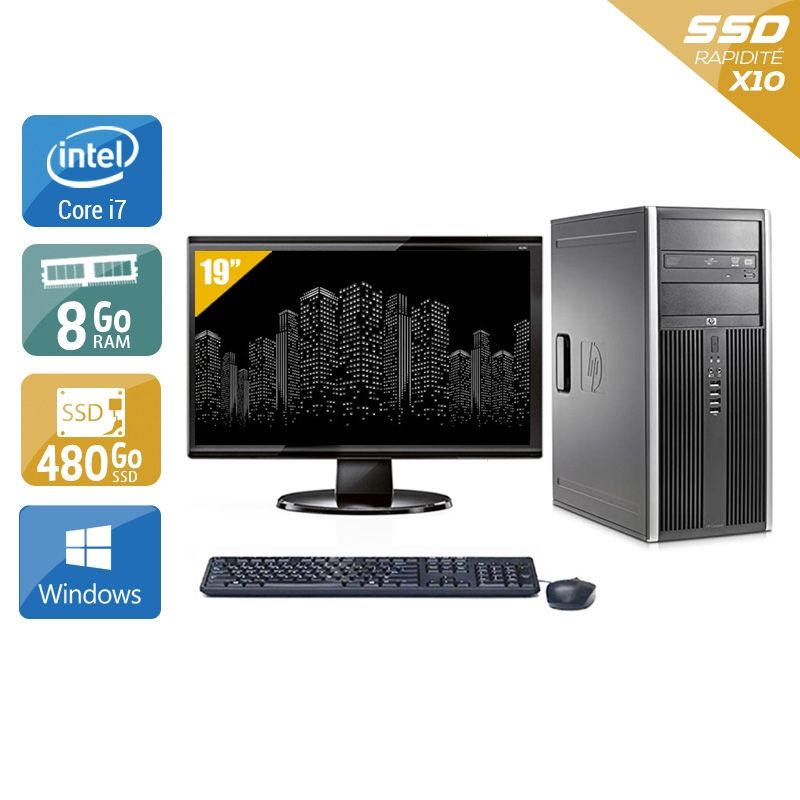 HP Compaq Elite 8300 Tower i7 avec Écran 19 pouces 8Go RAM 480Go SSD Windows 10