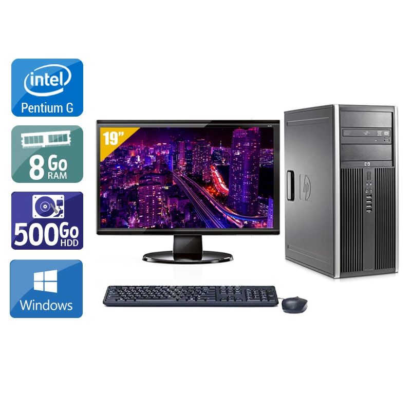 HP Compaq Elite 8300 Tower Pentium G Dual Core avec Écran 19 pouces 8Go RAM 500Go HDD Windows 10