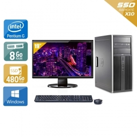 HP Compaq Elite 8300 Tower Pentium G Dual Core avec Écran 19 pouces 8Go RAM 480Go SSD Windows 10
