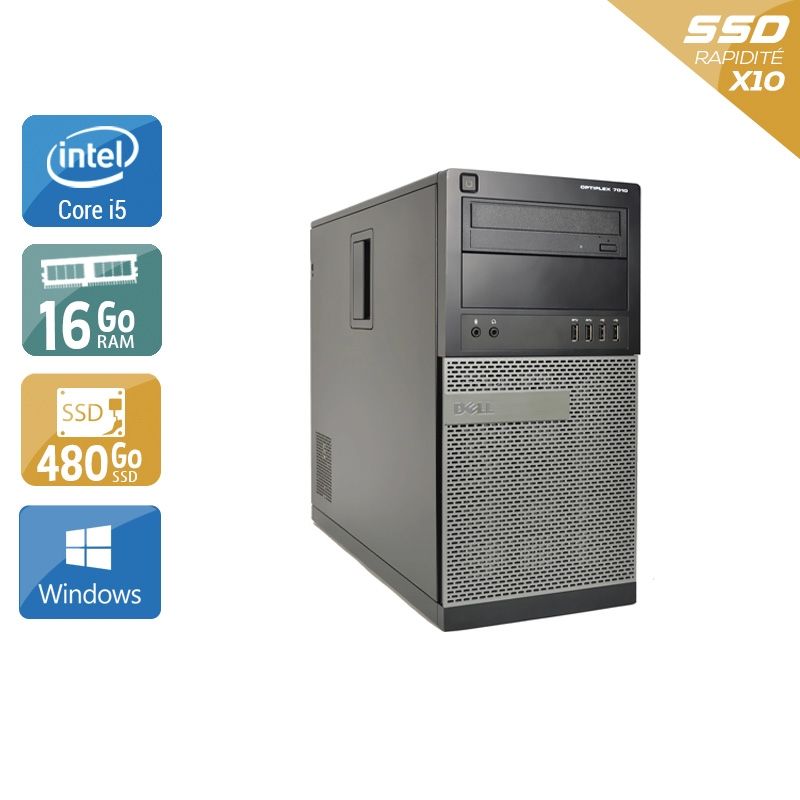 Dell Optiplex 7010 Tower i5 16Go RAM 480Go SSD Windows 10