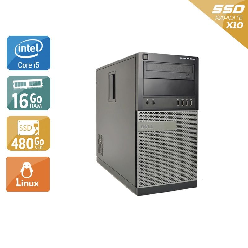 Dell Optiplex 7010 Tower i5 16Go RAM 480Go SSD Linux