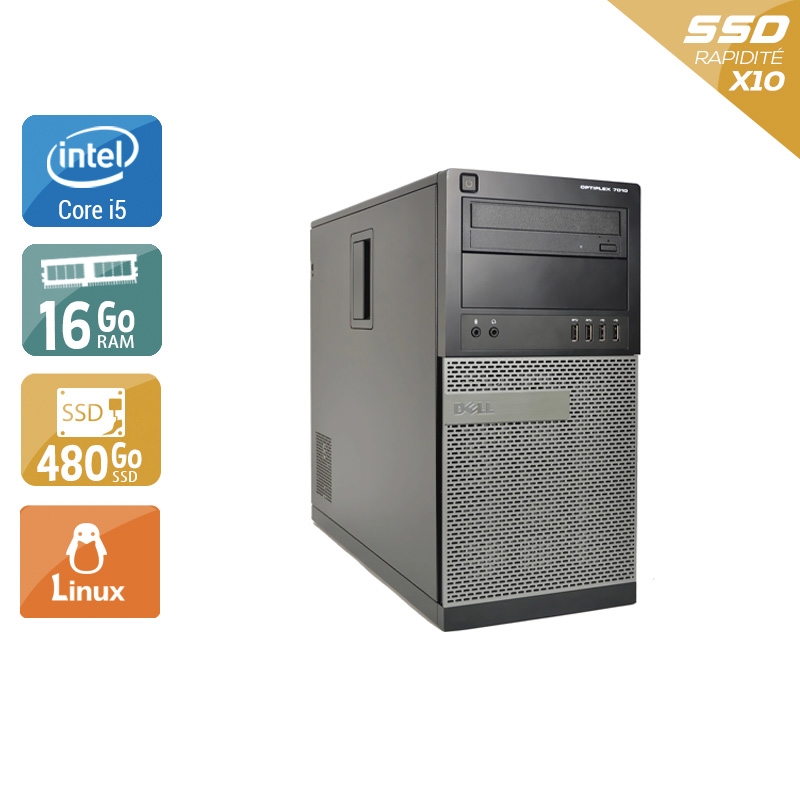 Dell Optiplex 7010 Tower i5 - 16Go RAM 480Go SSD Linux  Bon étatOccasion certifiée reconditionnée Bon état -  reconditionné disponible sur Kiatoo