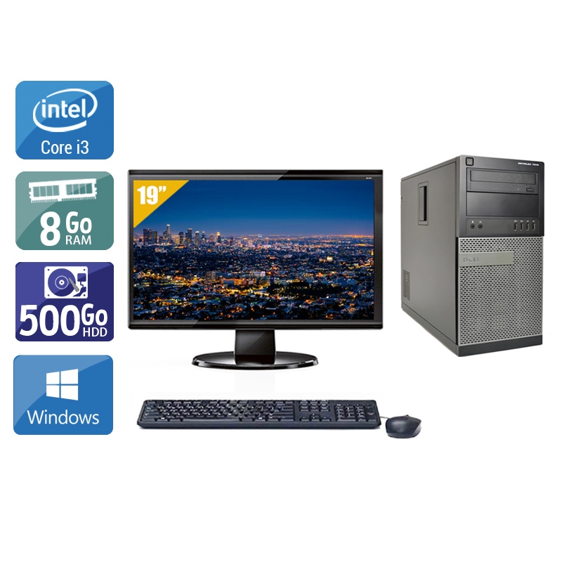 Dell Optiplex 7010 Tower i3 + Écran - 19'' 8Go RAM 500Go HDD Windows 10  Bon étatOccasion certifiée reconditionnée Bon état -  reconditionné disponible sur Kiatoo