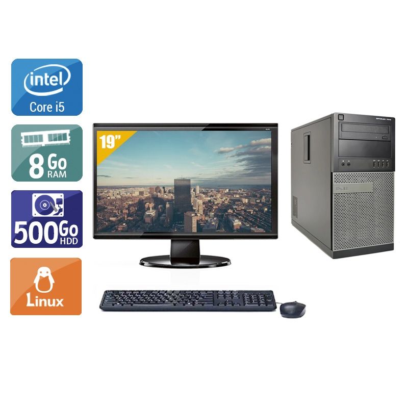 Dell Optiplex 7010 Tower i5 avec Écran 19 pouces 8Go RAM 500Go HDD Linux