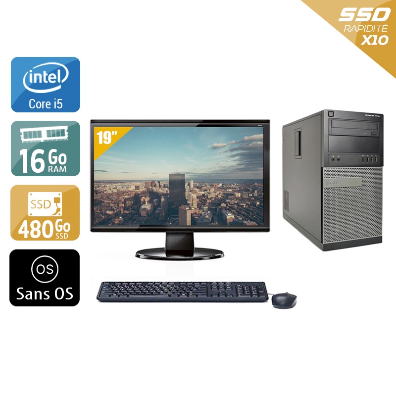 Dell Optiplex 7010 Tower i5 + Écran - 19'' 16Go RAM 480Go SSD Sans OS  Bon étatOccasion certifiée reconditionnée Bon état -  reconditionné disponible sur Kiatoo