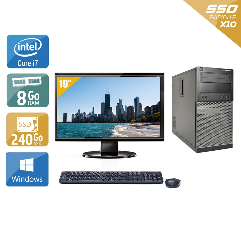 Dell Optiplex 7010 Tower i7 + Écran - 19'' 8Go RAM 240Go SSD Windows 10  Bon étatOccasion certifiée reconditionnée Bon état -  reconditionné disponible sur Kiatoo