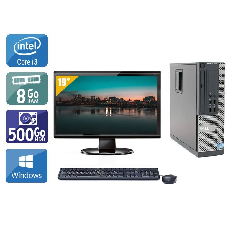 Dell Optiplex 7010 SFF i3 avec Écran 19 pouces 8Go RAM 500Go HDD Windows 10