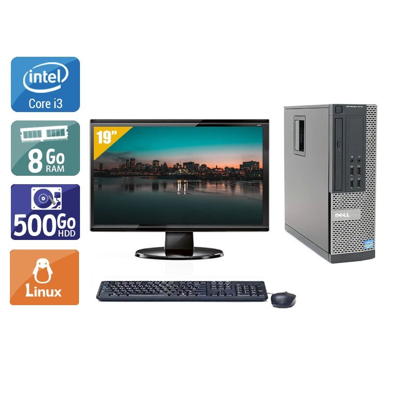 Dell Optiplex 7010 SFF i3 avec Écran 19 pouces 8Go RAM 500Go HDD Linux