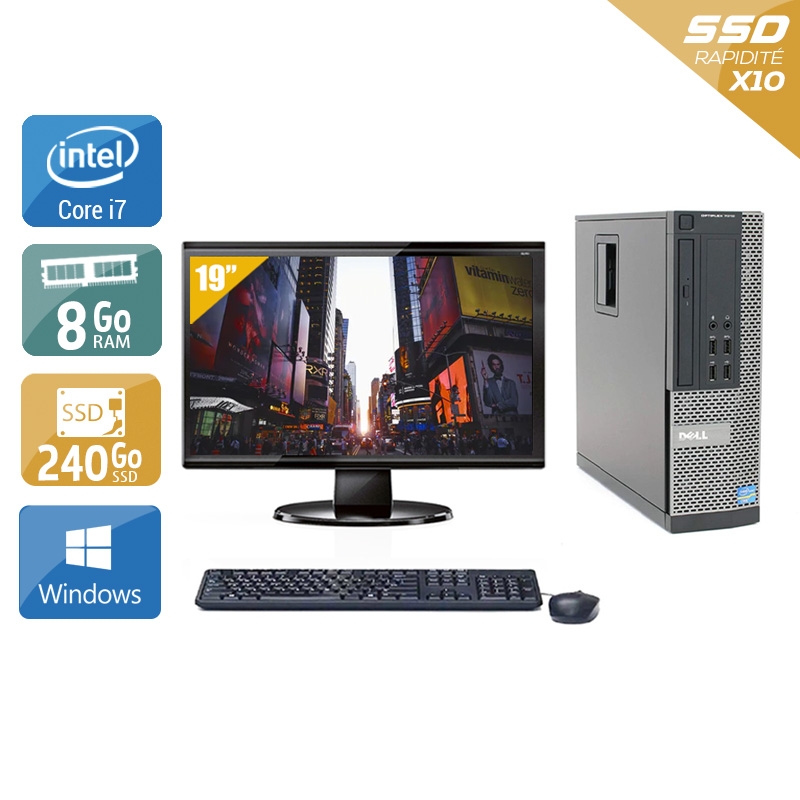 Dell Optiplex 7010 SFF i7 avec Écran 19 pouces 8Go RAM 240Go SSD Windows 10