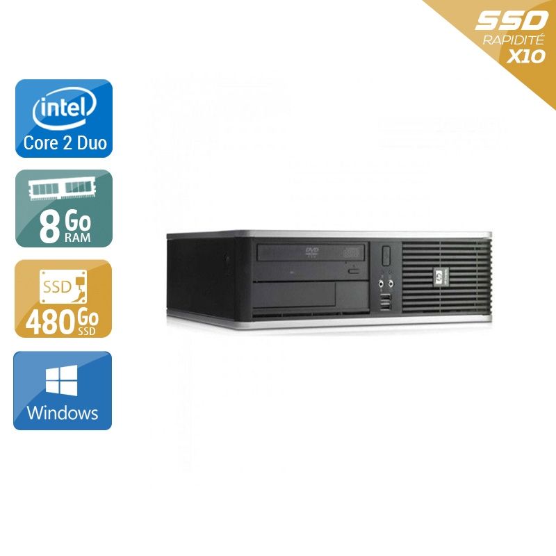 HP Compaq dc7800 SFF Core 2 Duo 8Go RAM 480Go SSD Windows 10
