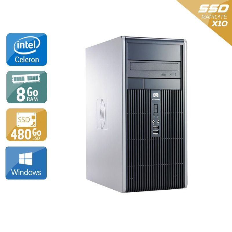 HP Compaq dc7900 Tower Celeron Dual Core 8Go RAM 480Go SSD Windows 10