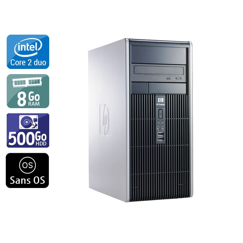 HP Compaq dc7900 Tower Core 2 Duo 8Go RAM 500Go HDD Sans OS