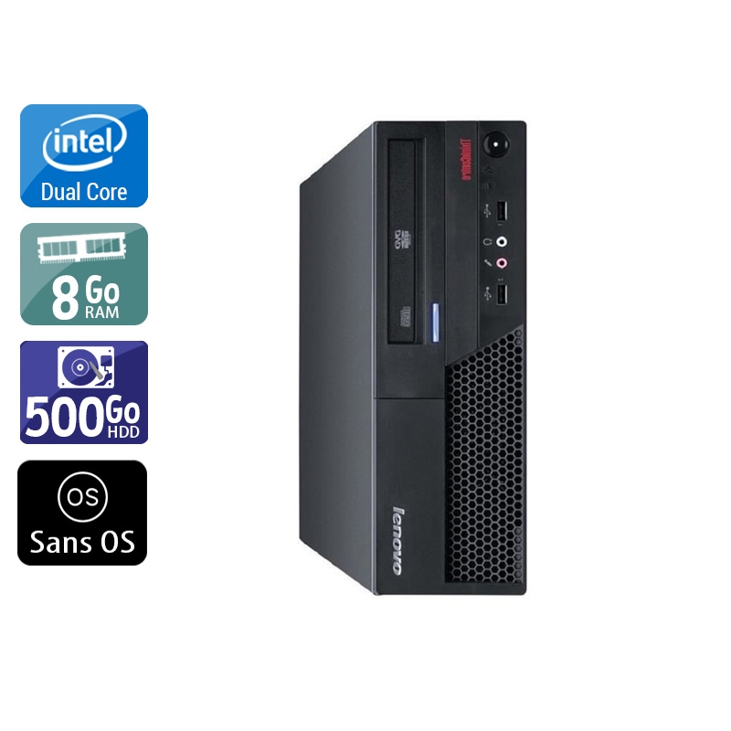 Lenovo ThinkCentre M57 SFF Dual Core - 8Go RAM 500Go HDD Sans OS État correctOccasion certifiée reconditionnée