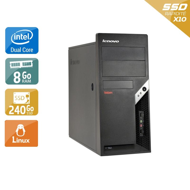 Lenovo ThinkCentre M57 Tower Dual Core 8Go RAM 240Go SSD Linux