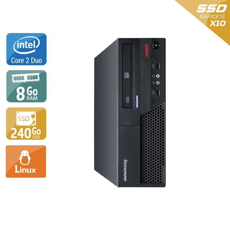 Lenovo ThinkCentre M57 SFF Core 2 Duo 8Go RAM 240Go SSD Linux
