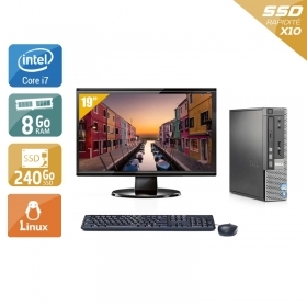 Dell Optiplex 7010 USDT i7 avec Écran 19 pouces 8Go RAM 240Go SSD Linux
