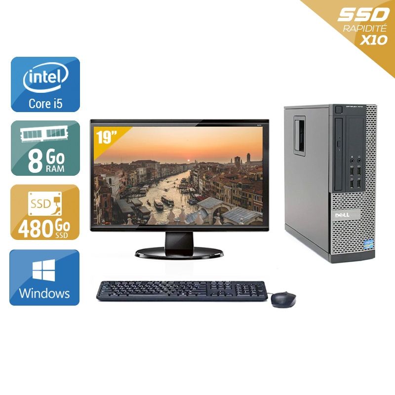 Dell Optiplex 7020 SFF i5 avec Écran 19 pouces 8Go RAM 480Go SSD Windows 10