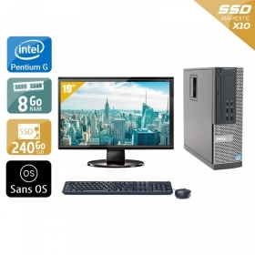 Dell Optiplex 7020 SFF Pentium G Dual Core avec Écran 19 pouces 8Go RAM 240Go SSD Sans OS