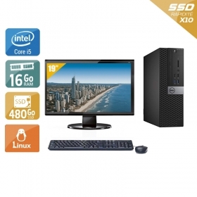 Dell Optiplex 7040 SFF i5 Gen 6 avec Écran 19 pouces 16Go RAM 480Go SSD Linux