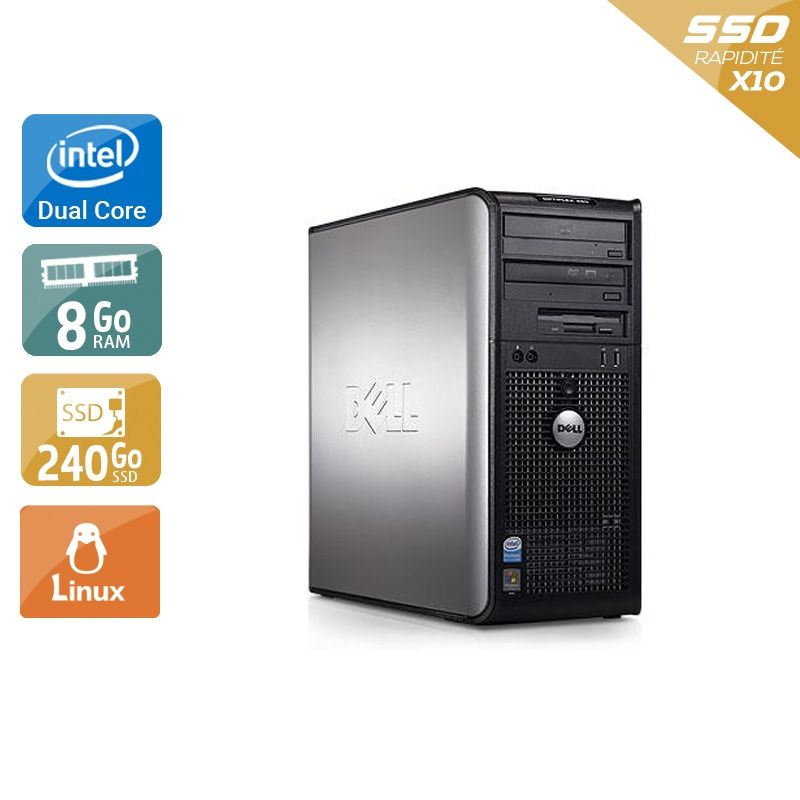 Dell Optiplex 760 Tower Dual Core 8Go RAM 240Go SSD Linux