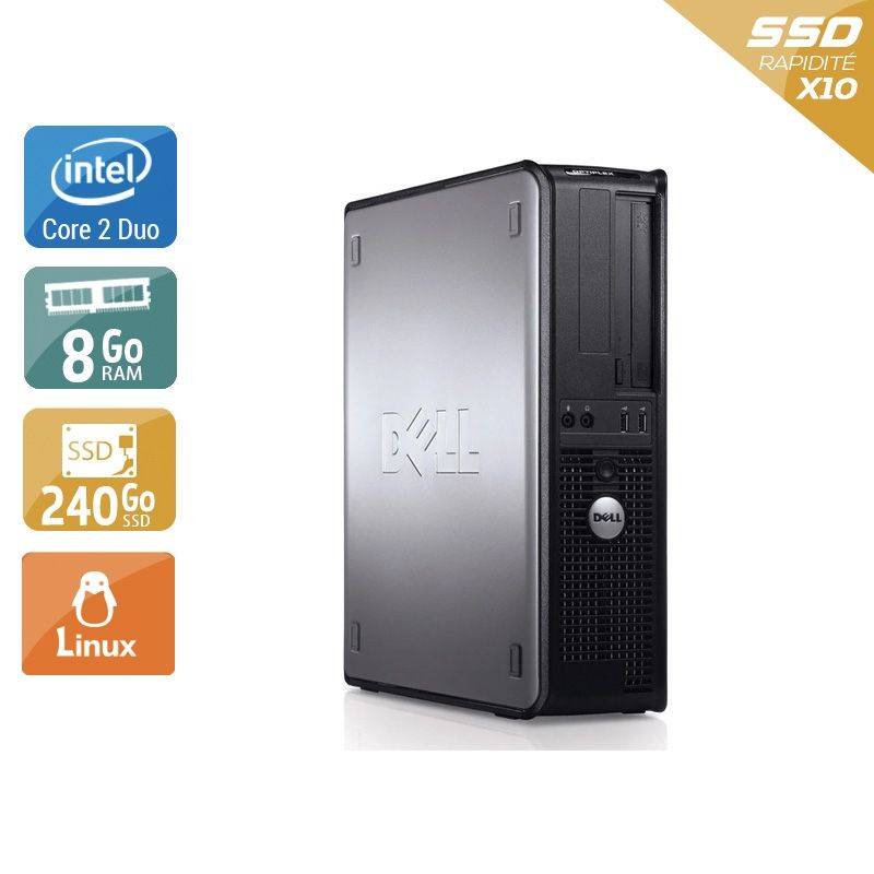 Dell Optiplex 780 Desktop Core 2 Duo 8Go RAM 240Go SSD Linux